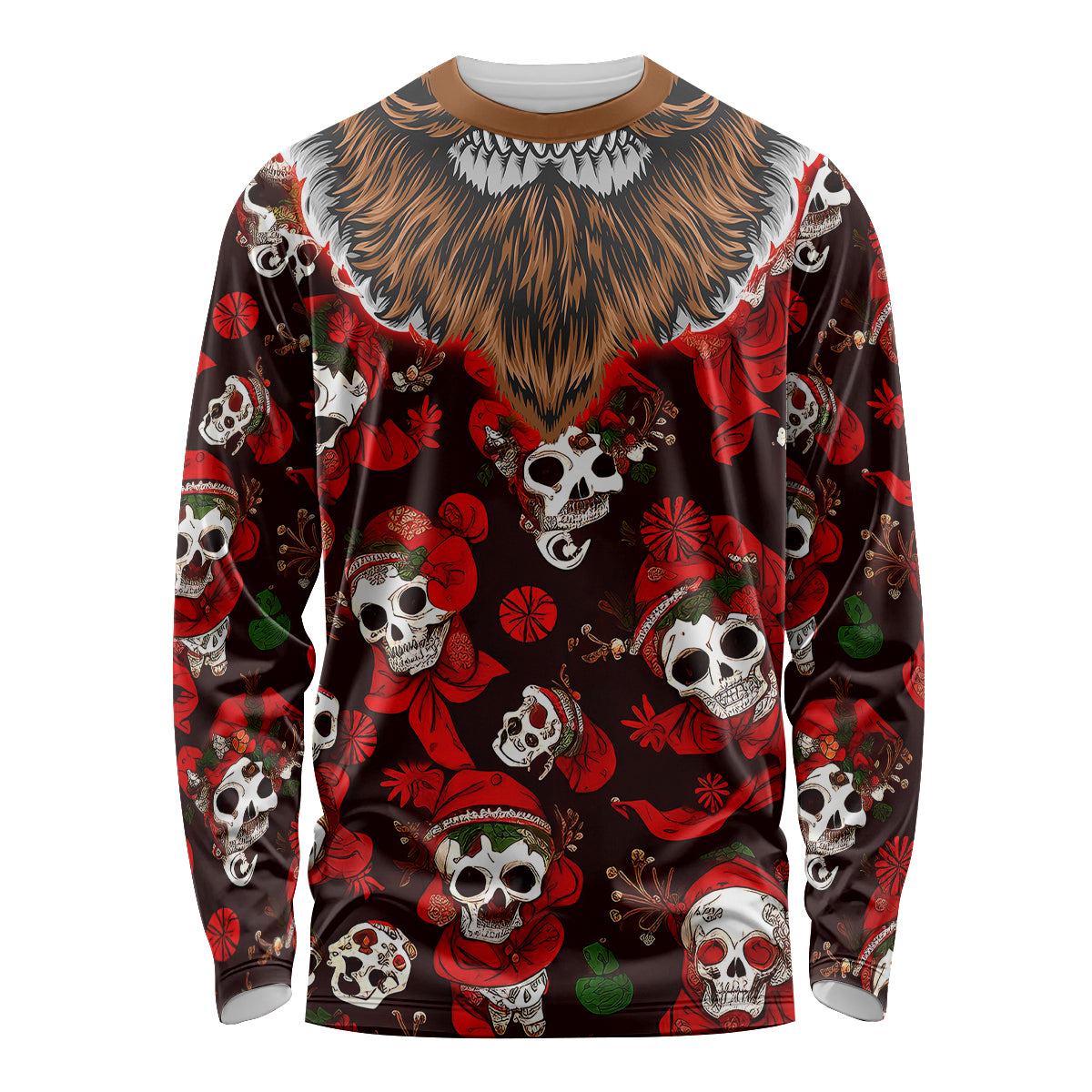 Christmas Skull Long Sleeve Shirt When You're Dead Inside But It's Christmas - Wonder Print Shop