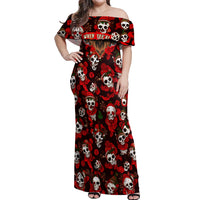 Christmas Skull Off Shoulder Maxi Dress When You're Dead Inside But It's Christmas - Wonder Print Shop