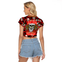 Christmas Skull Raglan Cropped T Shirt When You're Dead Inside But It's Christmas - Wonder Print Shop