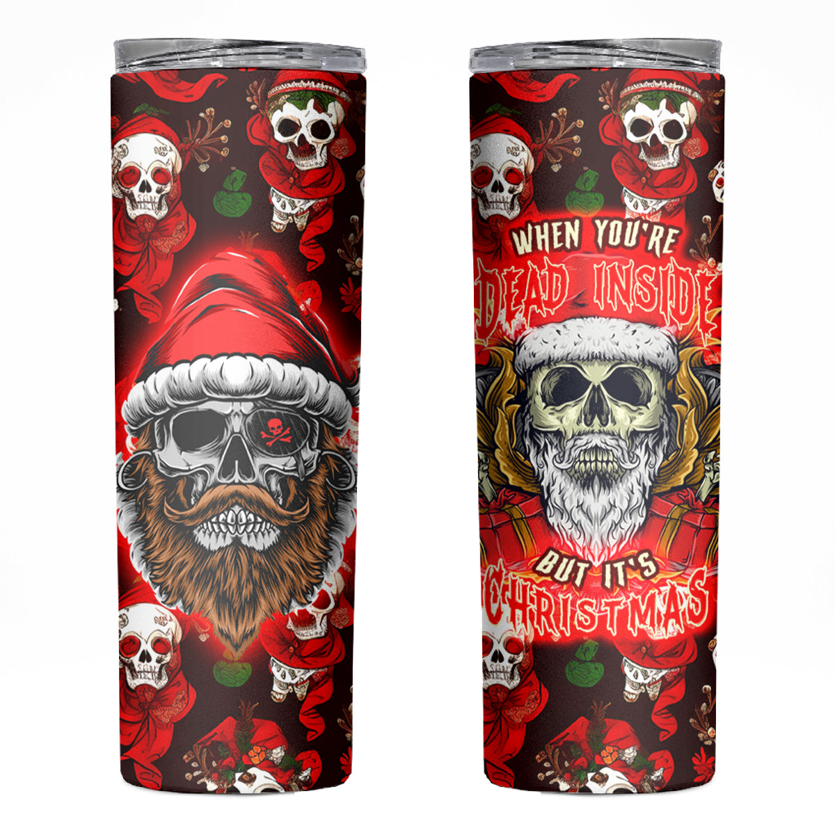 Christmas Skull Skinny Tumbler When You're Dead Inside But It's Christmas - Wonder Print Shop
