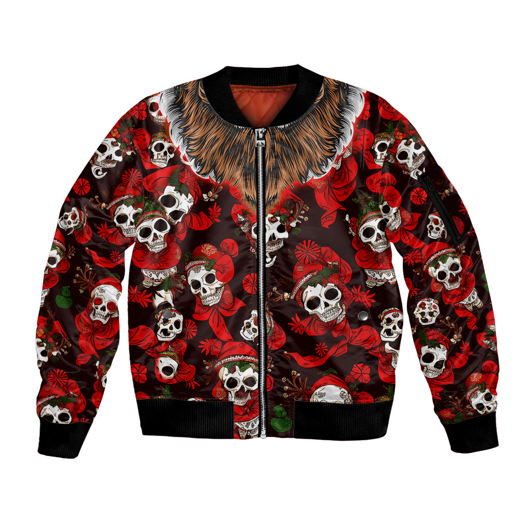 Christmas Skull Sleeve Zip Bomber Jacket When You're Dead Inside But It's Christmas - Wonder Print Shop