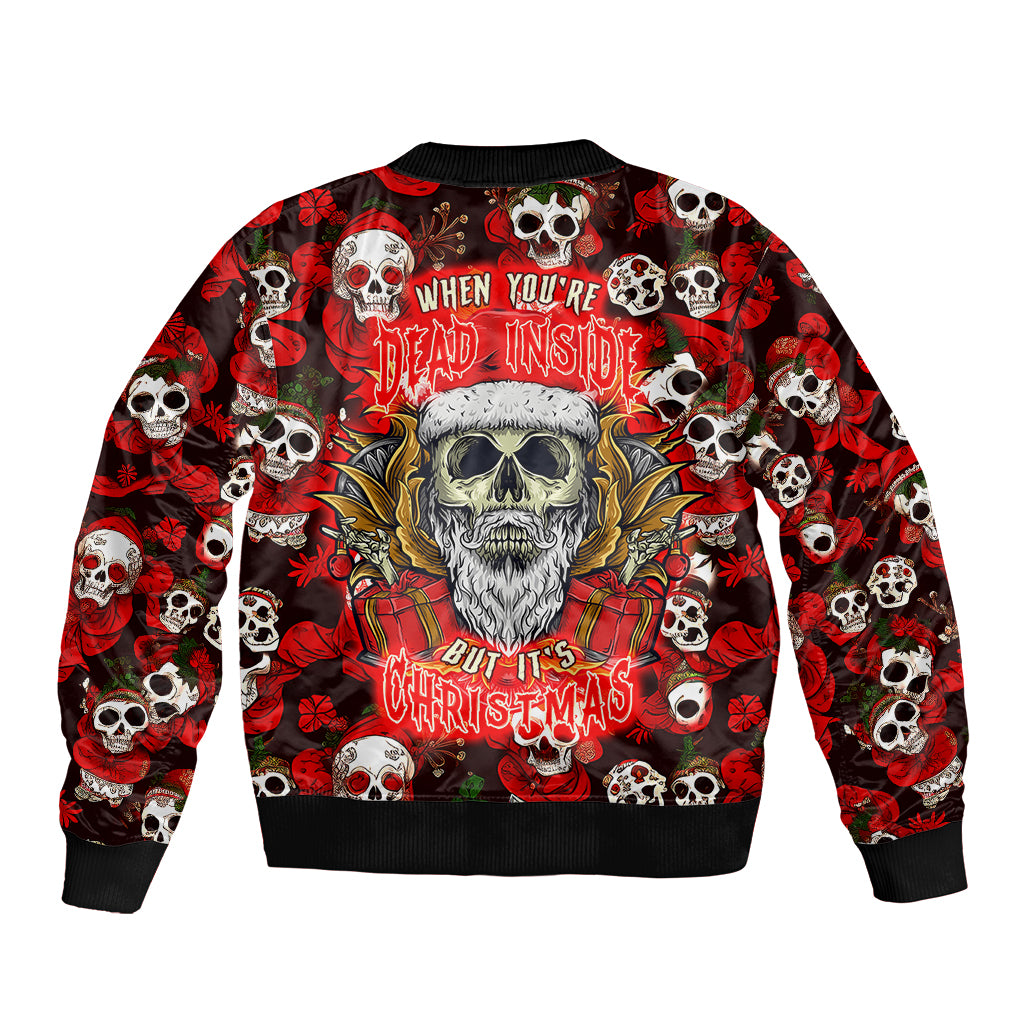 Christmas Skull Sleeve Zip Bomber Jacket When You're Dead Inside But It's Christmas - Wonder Print Shop