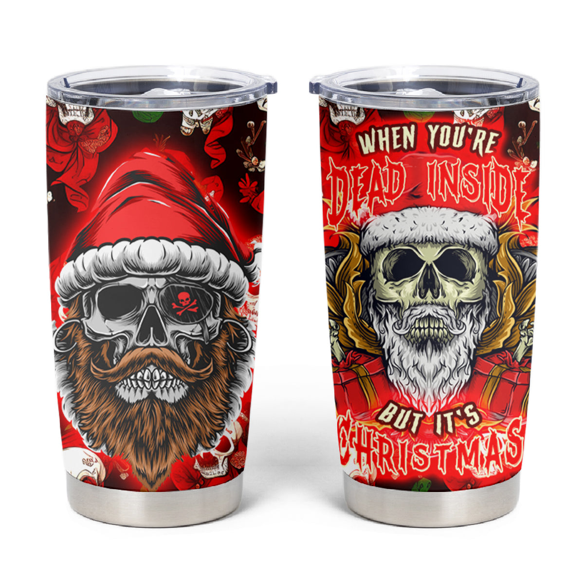 Christmas Skull Tumbler Cup When You're Dead Inside But It's Christmas - Wonder Print Shop