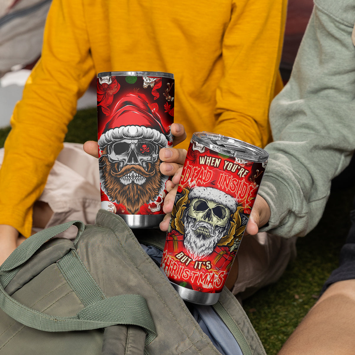Christmas Skull Tumbler Cup When You're Dead Inside But It's Christmas - Wonder Print Shop