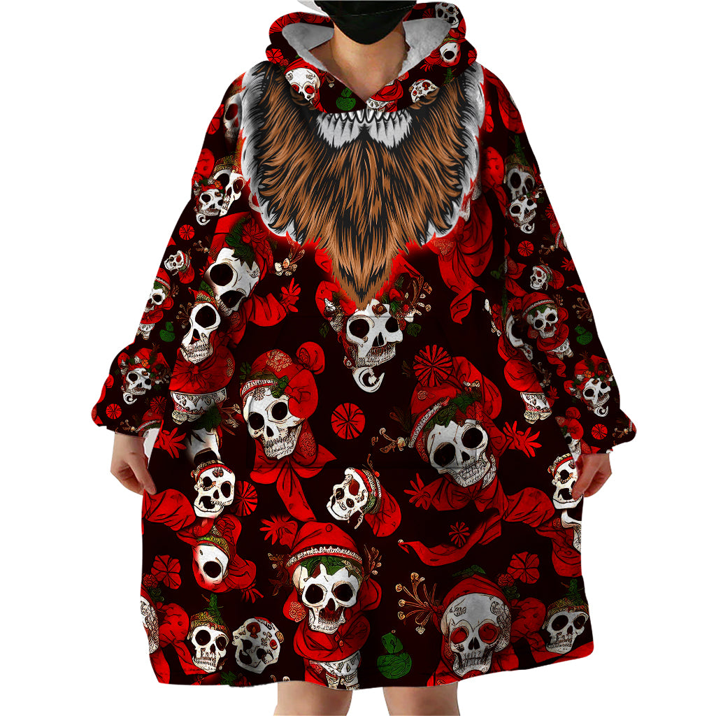 Christmas Skull Wearable Blanket Hoodie When You're Dead Inside But It's Christmas - Wonder Print Shop