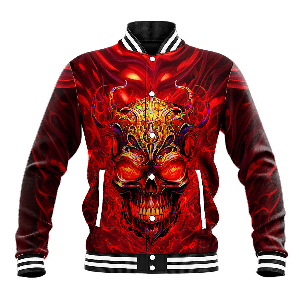 When Is Was Born The Devil Baseball Jacket - Wonder Print Shop