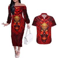 When Is Was Born The Devil Couples Matching Off The Shoulder Long Sleeve Dress and Hawaiian Shirt - Wonder Print Shop