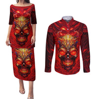 When Is Was Born The Devil Couples Matching Puletasi Dress and Long Sleeve Button Shirts - Wonder Print Shop