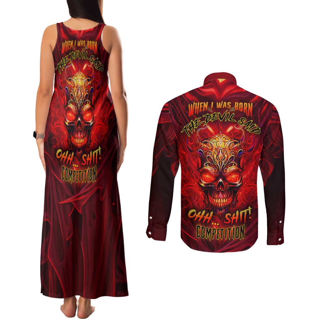 When Is Was Born The Devil Couples Matching Tank Maxi Dress and Long Sleeve Button Shirts - Wonder Print Shop