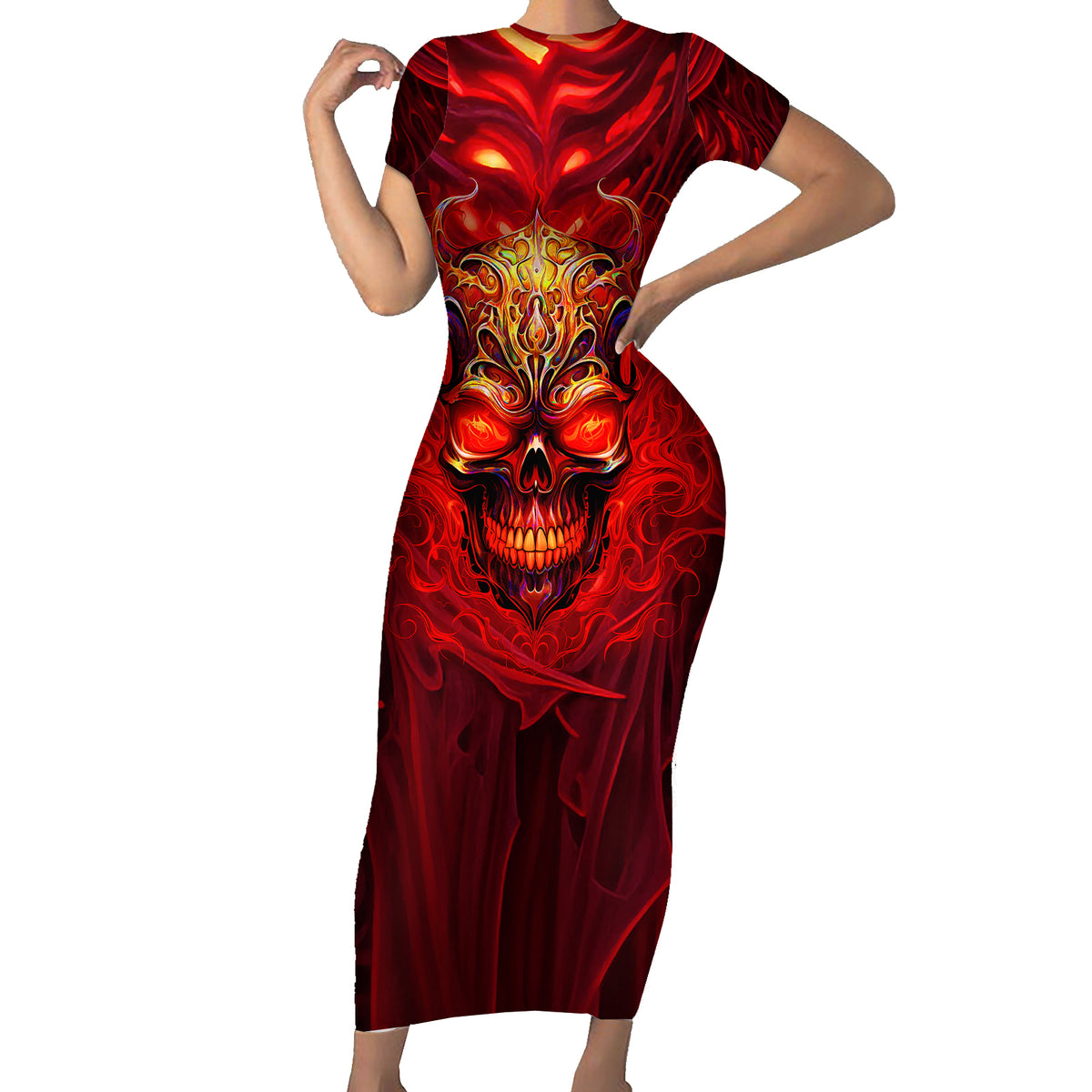 When Is Was Born The Devil Family Matching Short Sleeve Bodycon Dress and Hawaiian Shirt - Wonder Print Shop