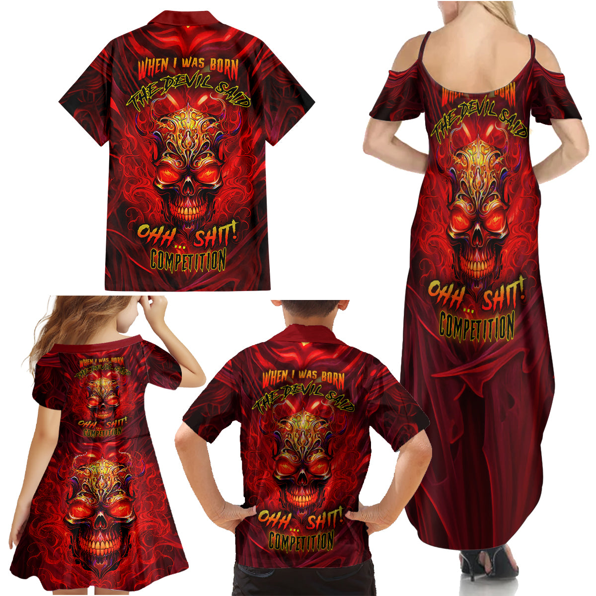 When Is Was Born The Devil Family Matching Summer Maxi Dress and Hawaiian Shirt - Wonder Print Shop