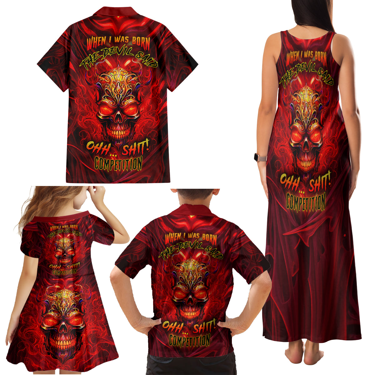 When Is Was Born The Devil Family Matching Tank Maxi Dress and Hawaiian Shirt - Wonder Print Shop