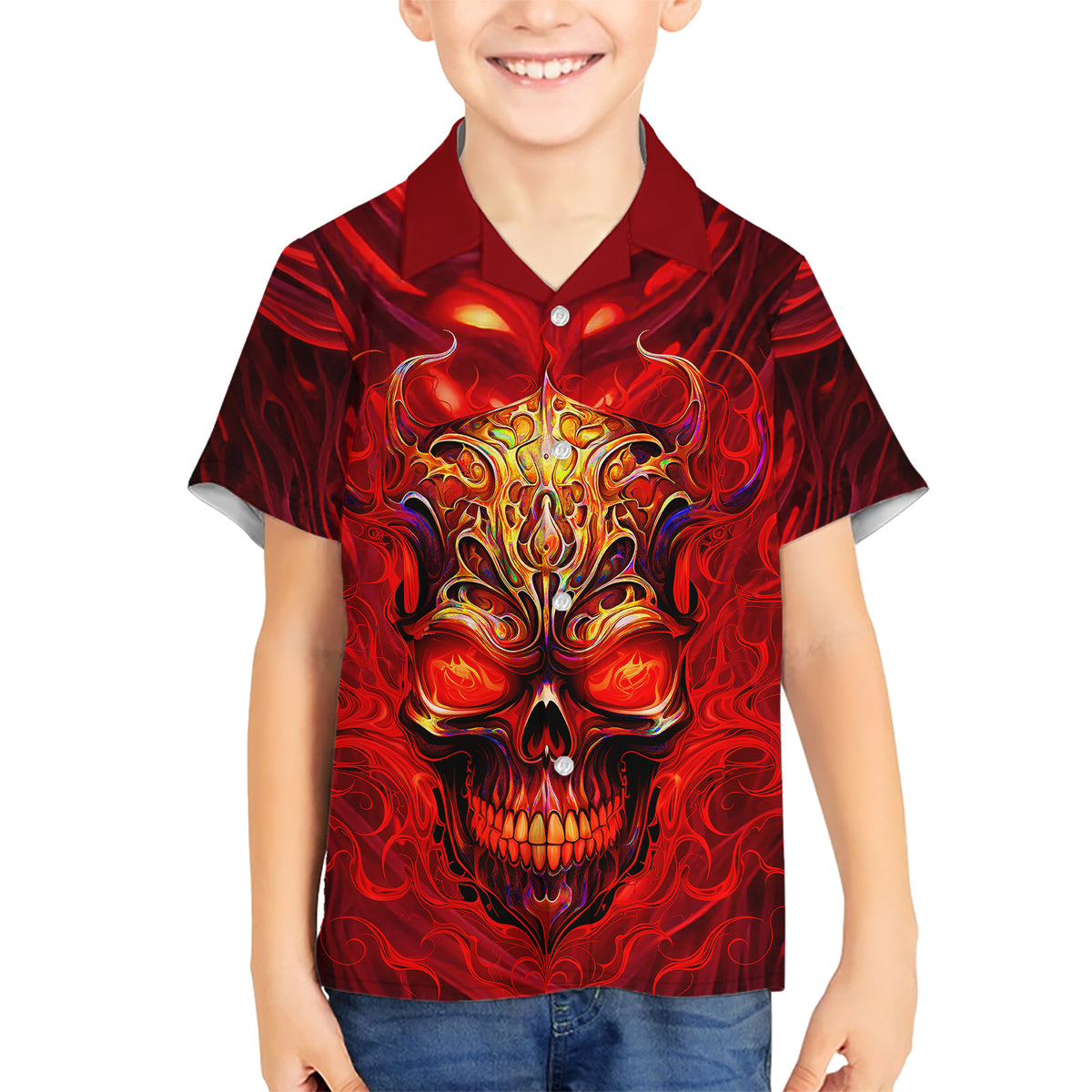 When Is Was Born The Devil Kid Hawaiian Shirt - Wonder Print Shop
