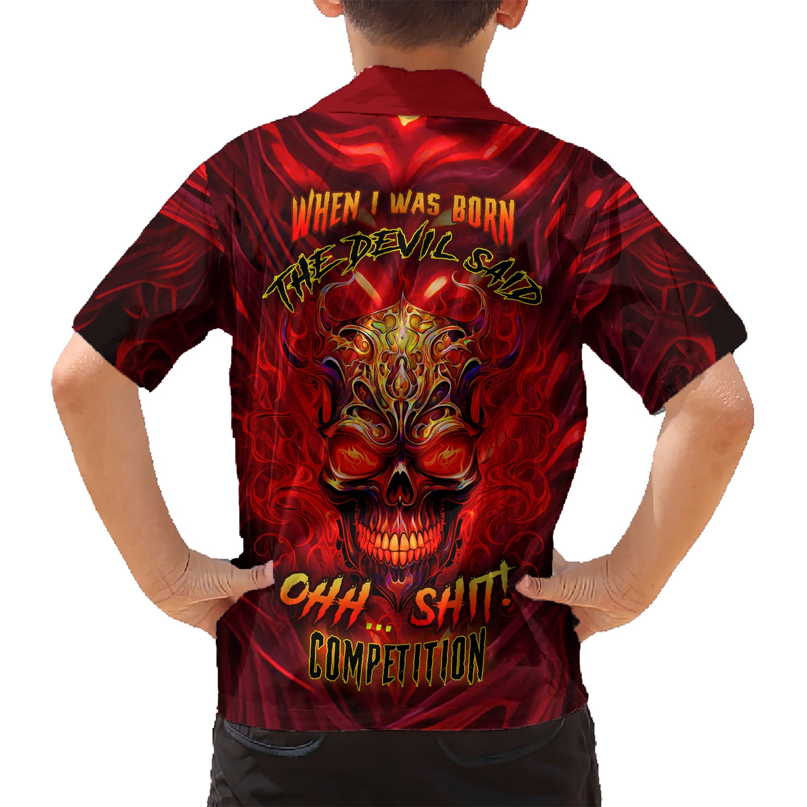 When Is Was Born The Devil Kid Hawaiian Shirt - Wonder Print Shop