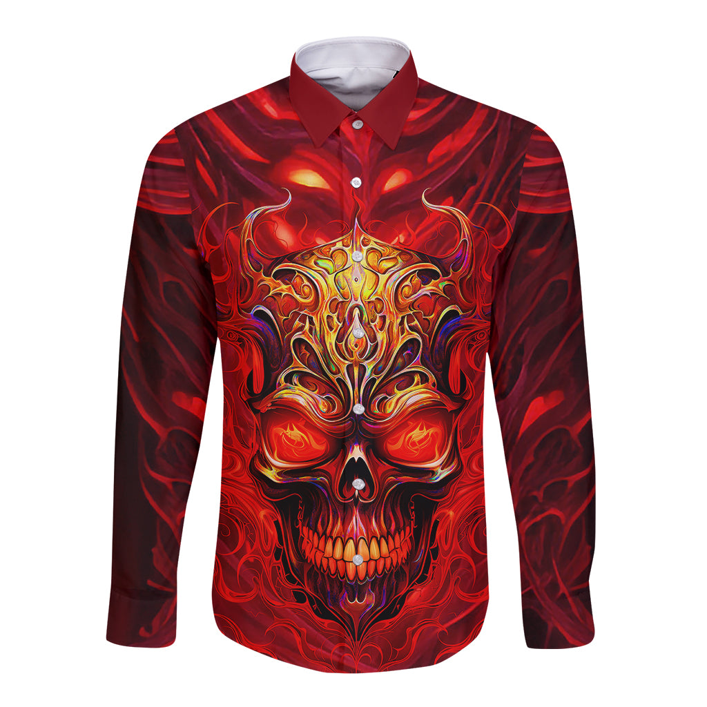 When Is Was Born The Devil Long Sleeve Button Shirt - Wonder Print Shop
