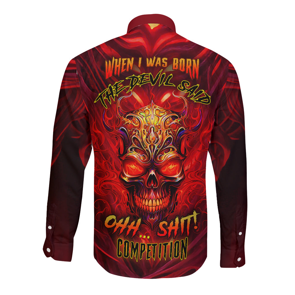 When Is Was Born The Devil Long Sleeve Button Shirt - Wonder Print Shop