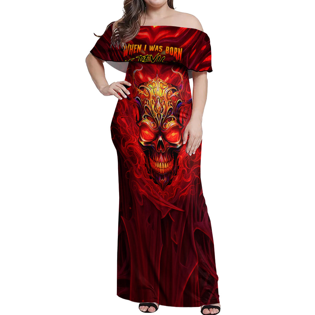 When Is Was Born The Devil Off Shoulder Maxi Dress - Wonder Print Shop