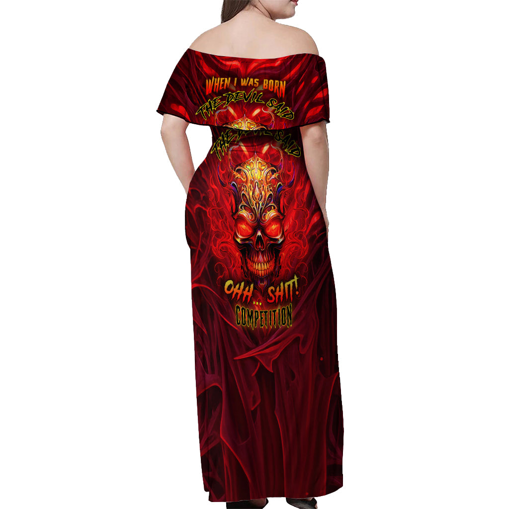 When Is Was Born The Devil Off Shoulder Maxi Dress - Wonder Print Shop