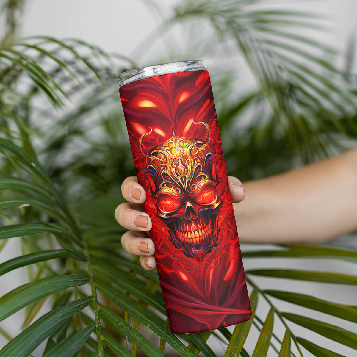 When Is Was Born The Devil Skinny Tumbler - Wonder Print Shop