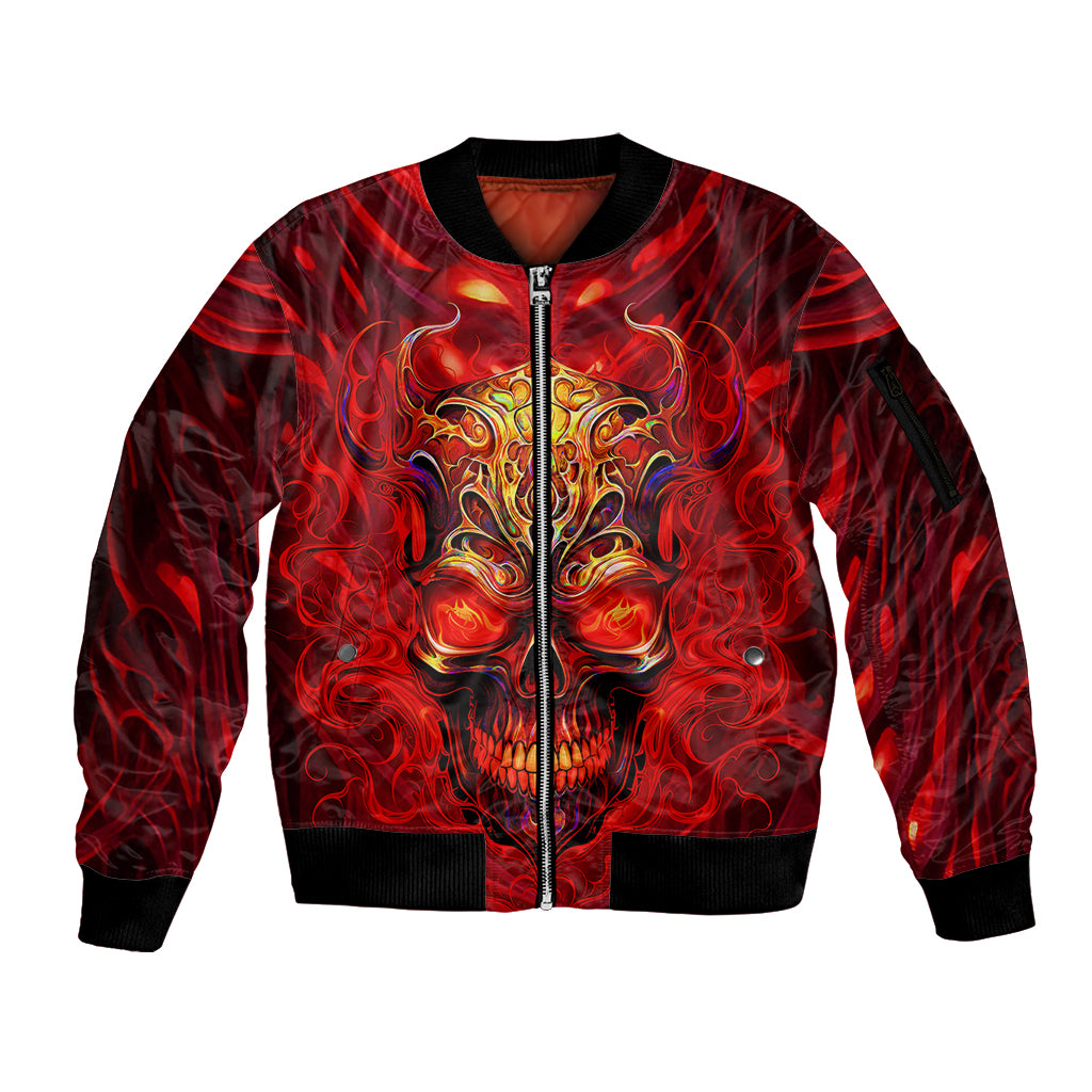 When Is Was Born The Devil Sleeve Zip Bomber Jacket - Wonder Print Shop