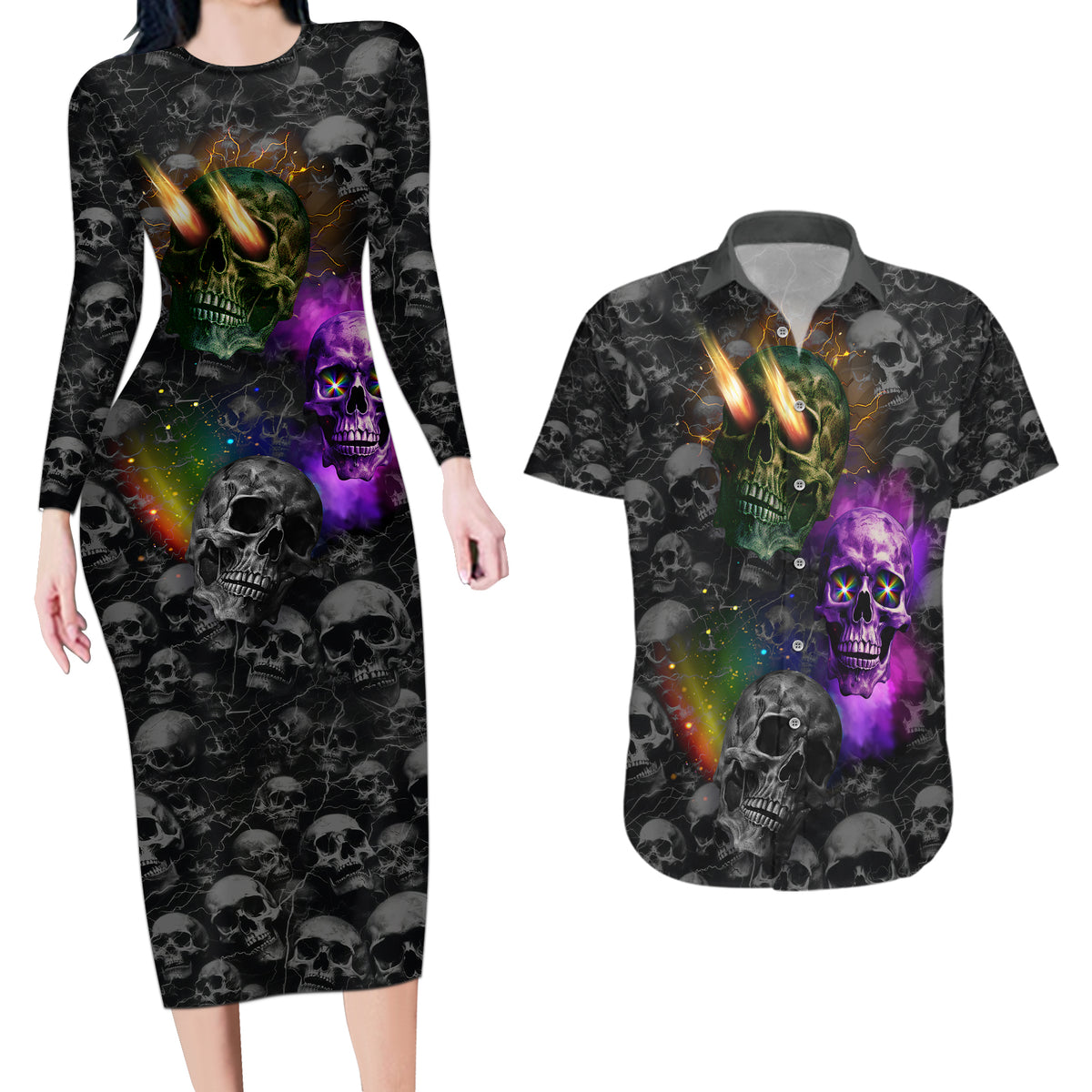 You Inspire My Inner Serial Killer Couples Matching Long Sleeve Bodycon Dress and Hawaiian Shirt - Wonder Print Shop