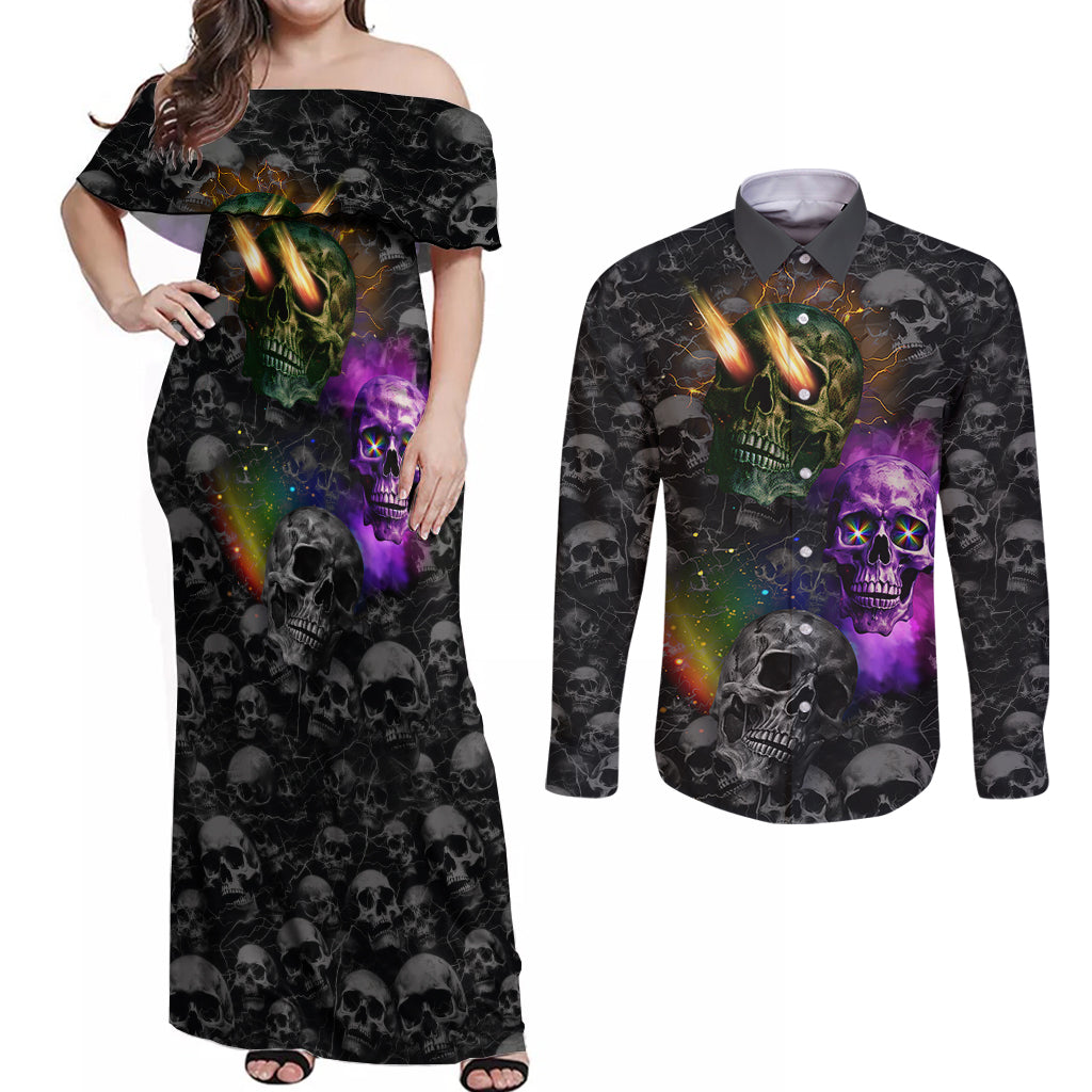 You Inspire My Inner Serial Killer Couples Matching Off Shoulder Maxi Dress and Long Sleeve Button Shirts - Wonder Print Shop