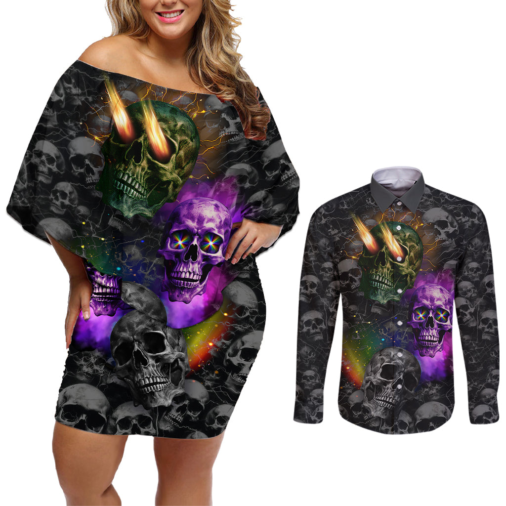 You Inspire My Inner Serial Killer Couples Matching Off Shoulder Short Dress and Long Sleeve Button Shirts - Wonder Print Shop