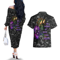 You Inspire My Inner Serial Killer Couples Matching Off The Shoulder Long Sleeve Dress and Hawaiian Shirt - Wonder Print Shop