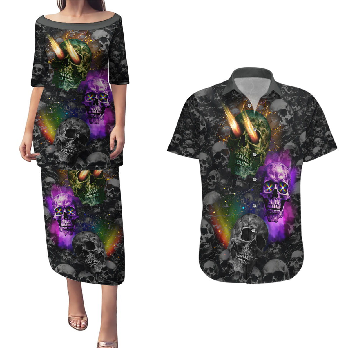 You Inspire My Inner Serial Killer Couples Matching Puletasi Dress and Hawaiian Shirt - Wonder Print Shop