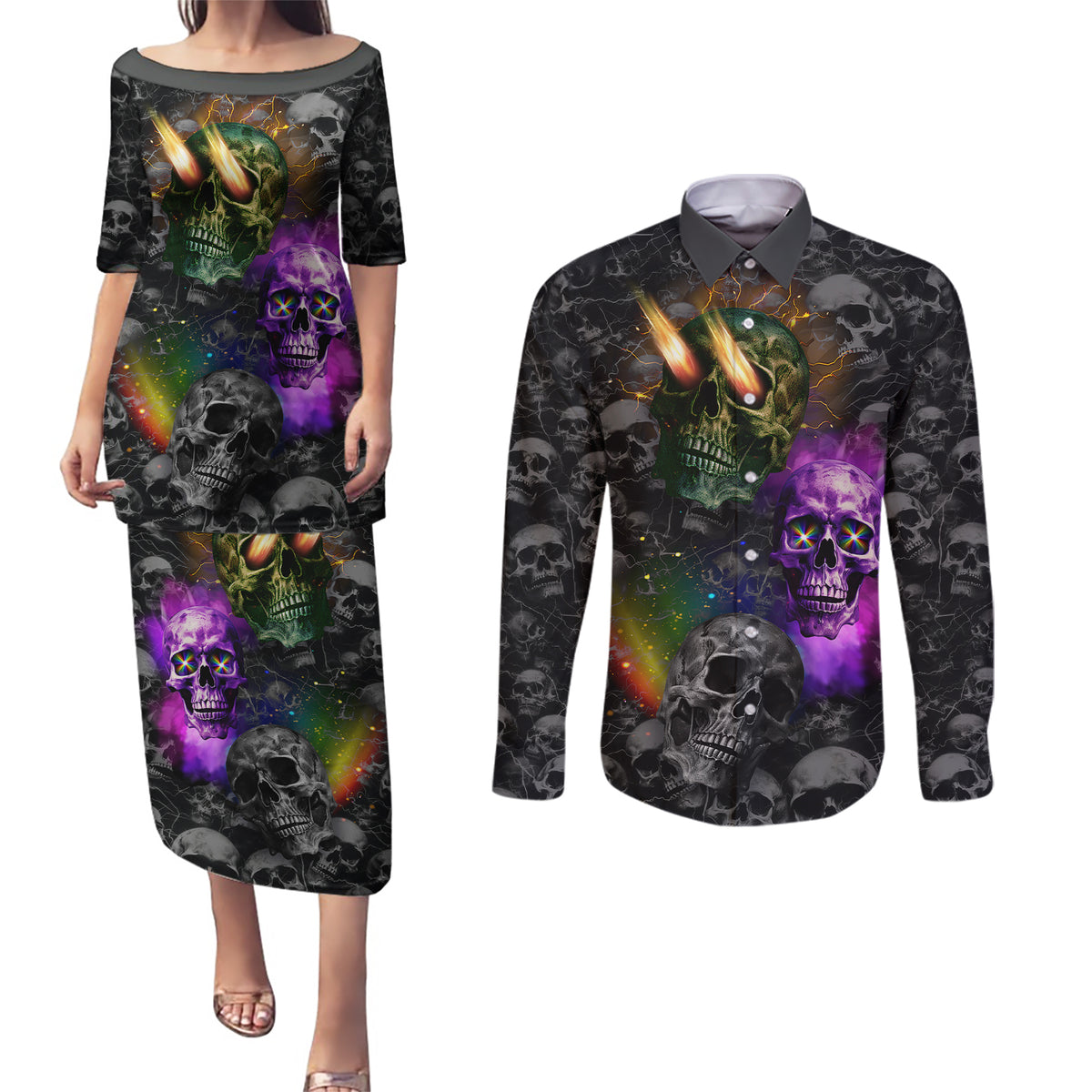 You Inspire My Inner Serial Killer Couples Matching Puletasi Dress and Long Sleeve Button Shirts - Wonder Print Shop