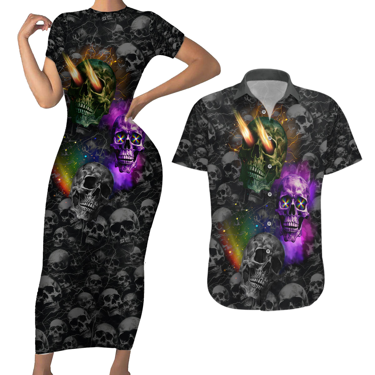 You Inspire My Inner Serial Killer Couples Matching Short Sleeve Bodycon Dress and Hawaiian Shirt - Wonder Print Shop