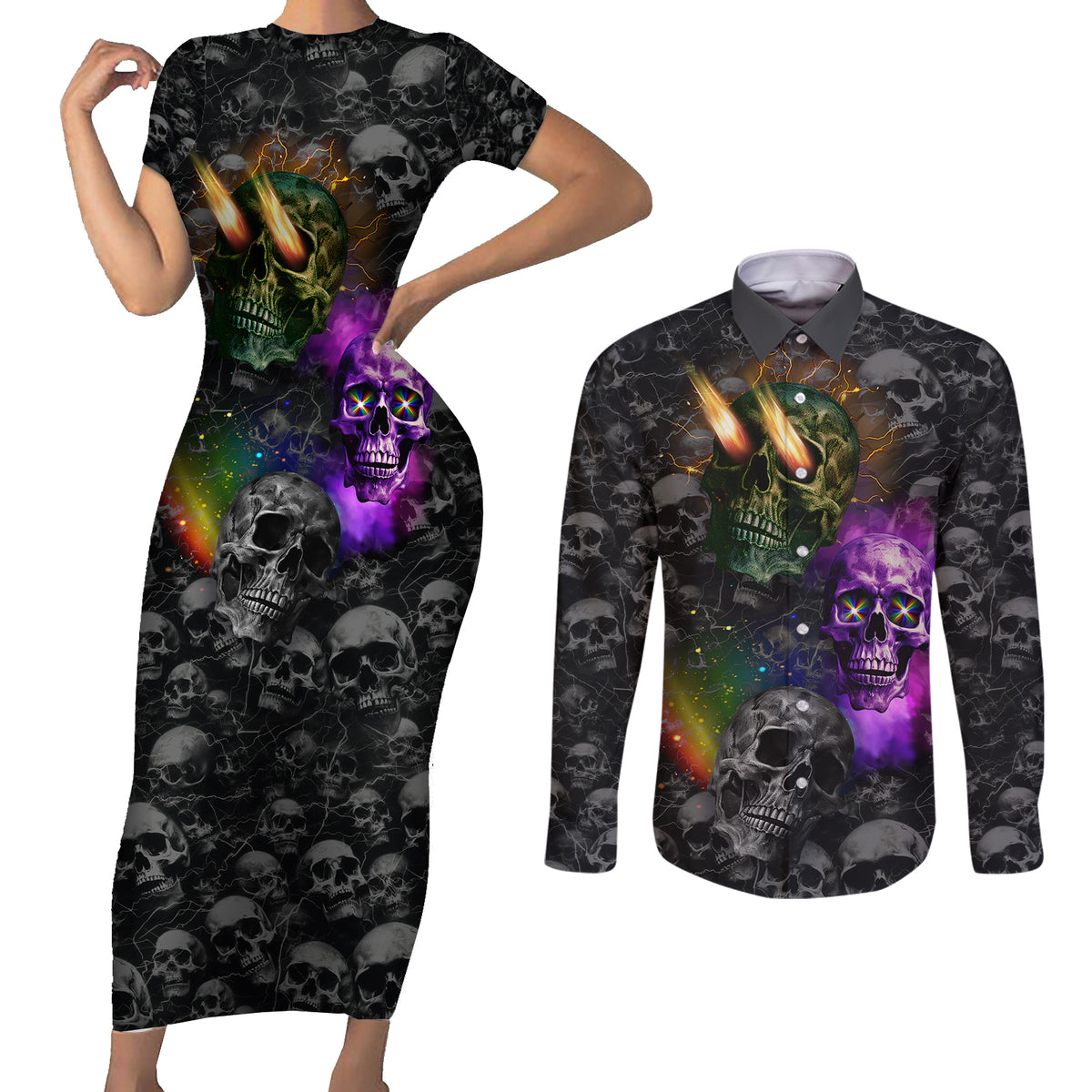 You Inspire My Inner Serial Killer Couples Matching Short Sleeve Bodycon Dress and Long Sleeve Button Shirts - Wonder Print Shop