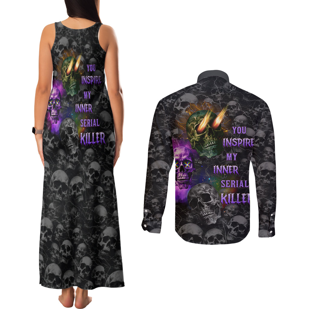 You Inspire My Inner Serial Killer Couples Matching Tank Maxi Dress and Long Sleeve Button Shirts - Wonder Print Shop