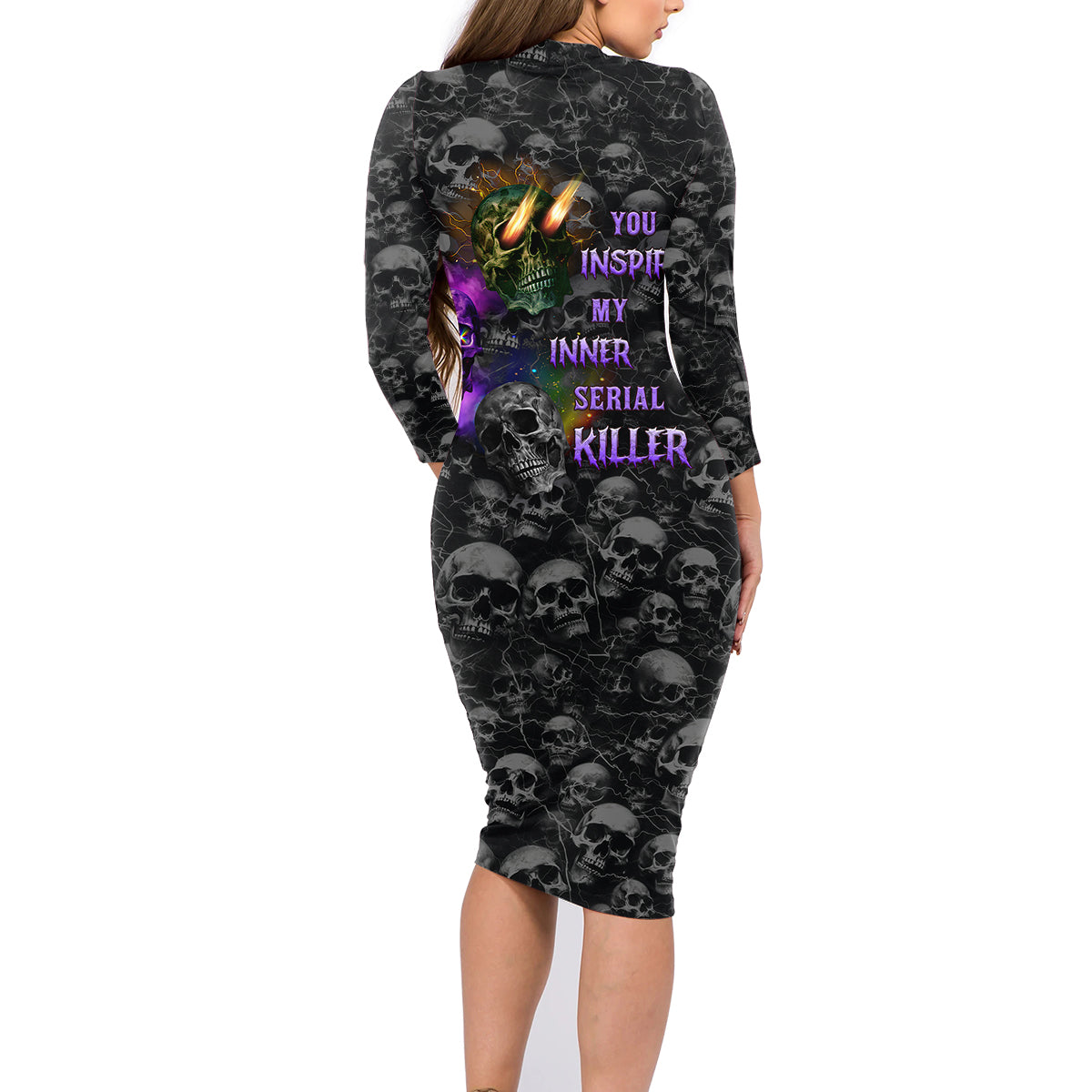 You Inspire My Inner Serial Killer Family Matching Long Sleeve Bodycon Dress and Hawaiian Shirt - Wonder Print Shop