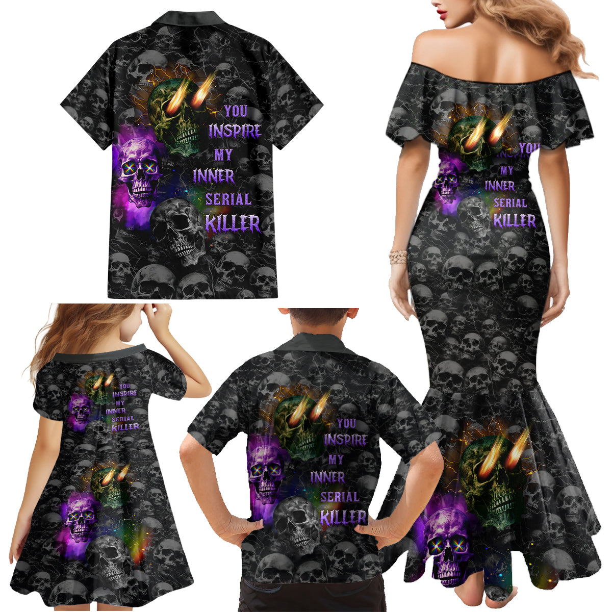 You Inspire My Inner Serial Killer Family Matching Mermaid Dress and Hawaiian Shirt - Wonder Print Shop