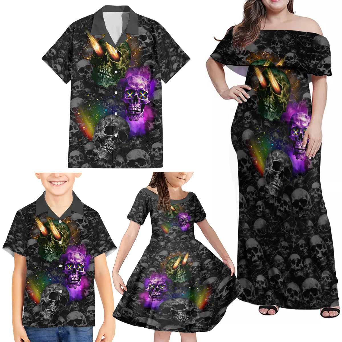 You Inspire My Inner Serial Killer Family Matching Off Shoulder Maxi Dress and Hawaiian Shirt - Wonder Print Shop