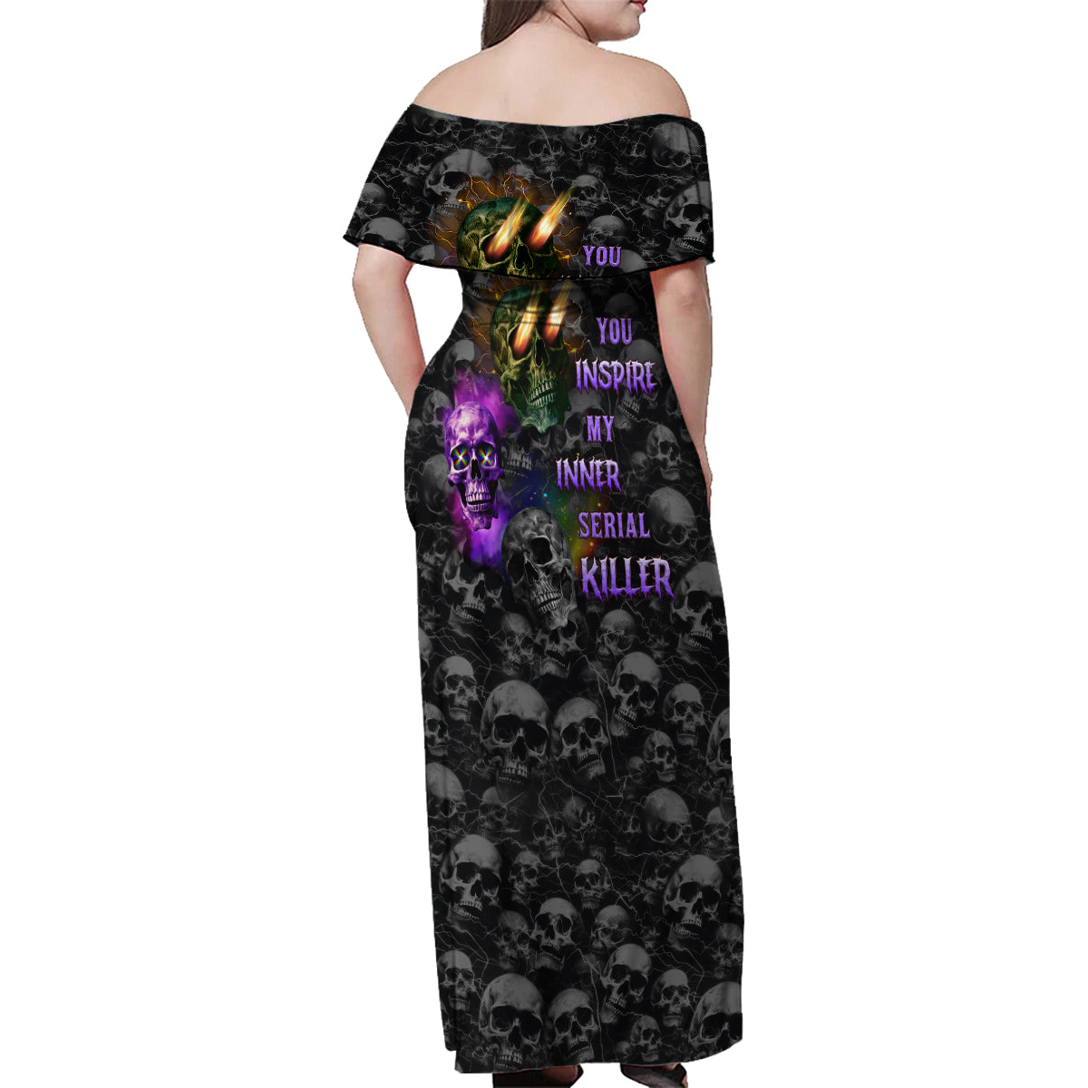 You Inspire My Inner Serial Killer Family Matching Off Shoulder Maxi Dress and Hawaiian Shirt - Wonder Print Shop