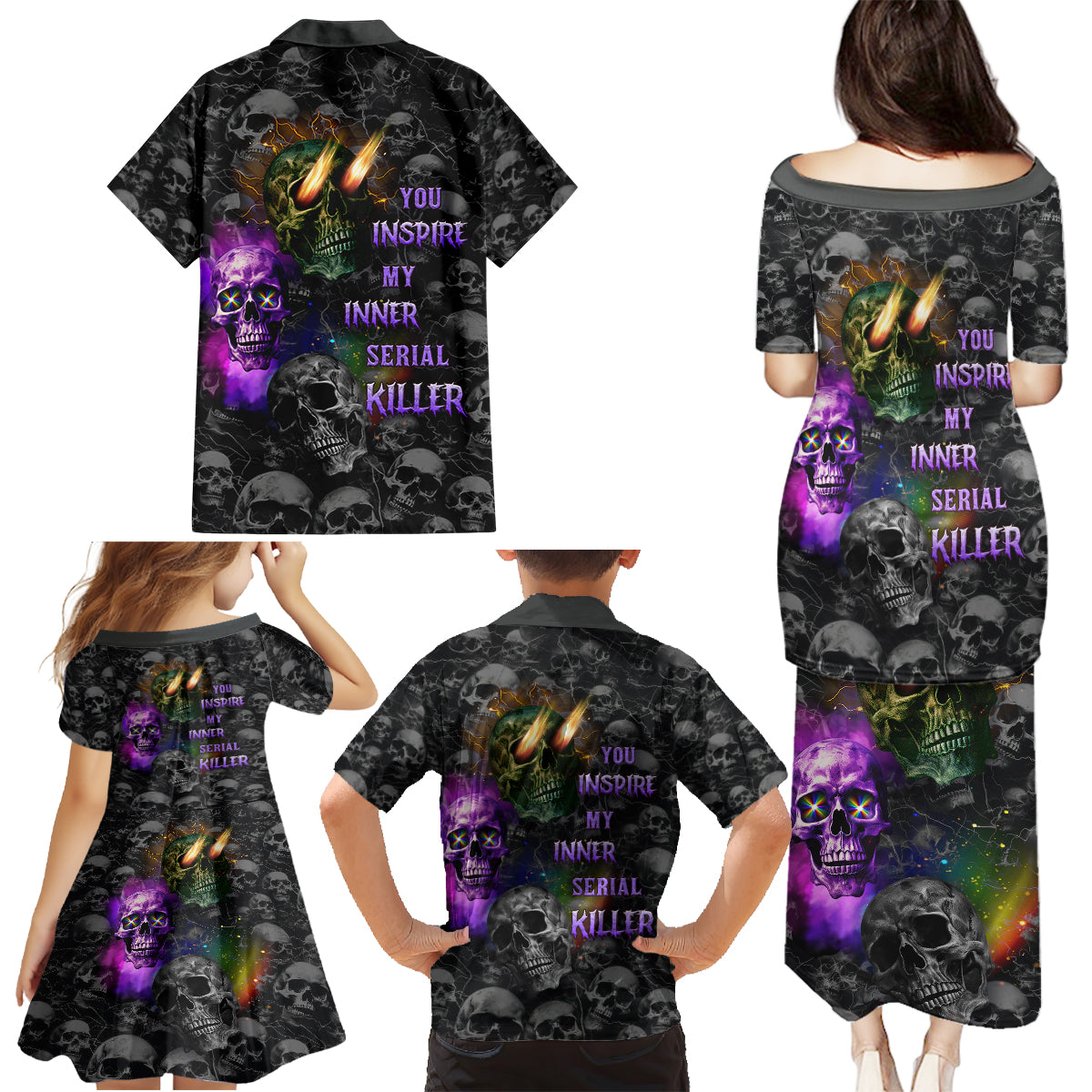 You Inspire My Inner Serial Killer Family Matching Puletasi Dress and Hawaiian Shirt - Wonder Print Shop