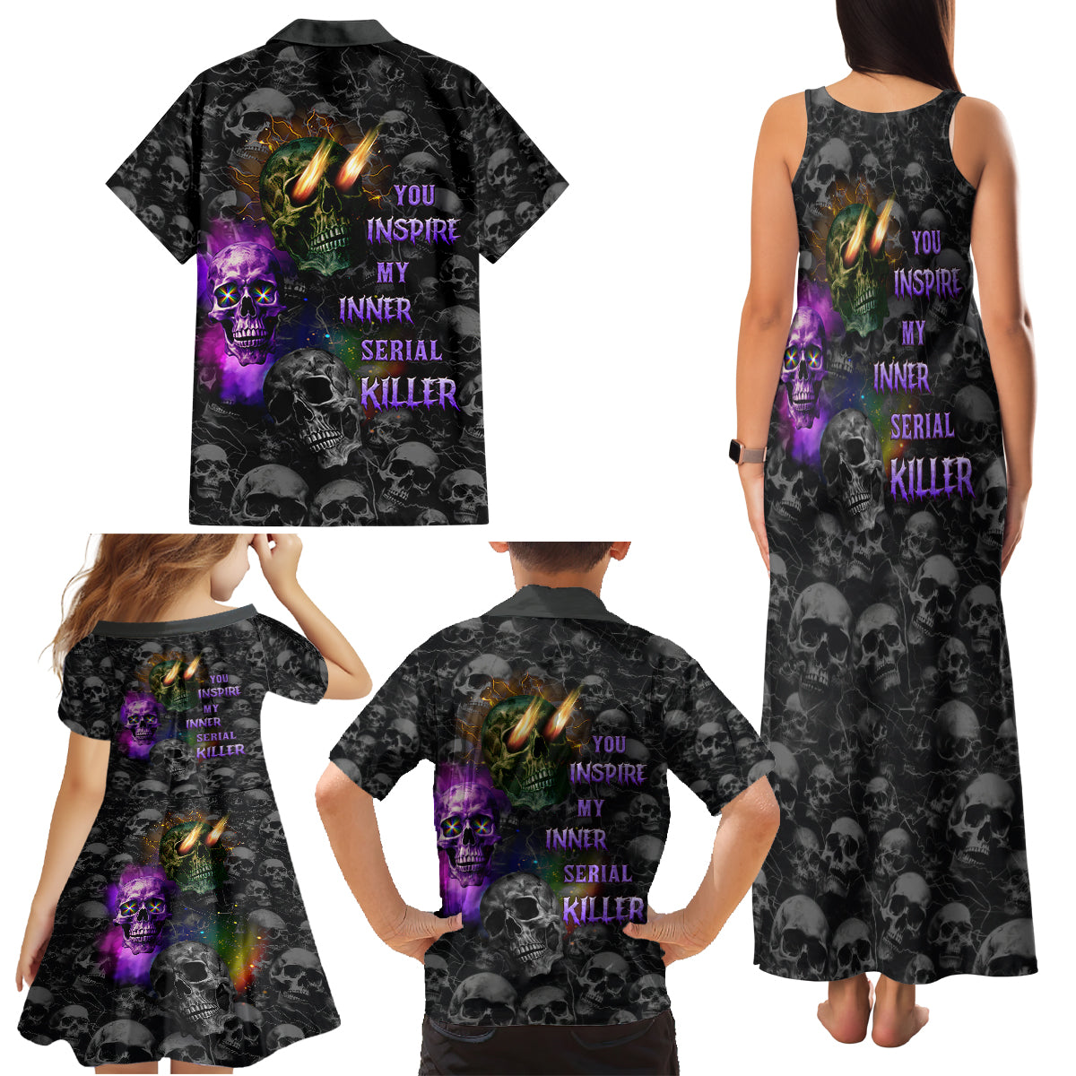 You Inspire My Inner Serial Killer Family Matching Tank Maxi Dress and Hawaiian Shirt - Wonder Print Shop