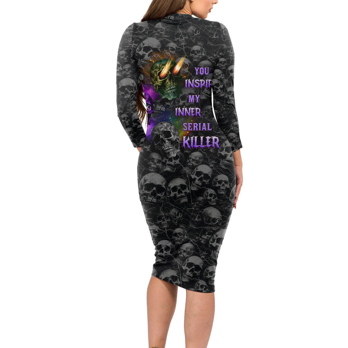 You Inspire My Inner Serial Killer Long Sleeve Bodycon Dress - Wonder Print Shop