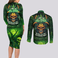 I Can't Go To Hell The Devil Still Has A Restraining Order Against Me Couples Matching Long Sleeve Bodycon Dress and Long Sleeve Button Shirts - Wonder Print Shop