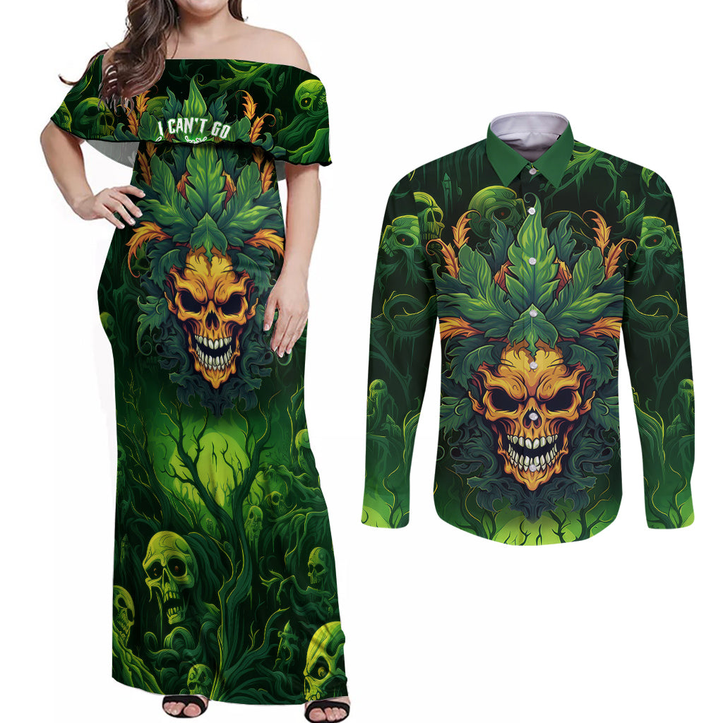 I Can't Go To Hell The Devil Still Has A Restraining Order Against Me Couples Matching Off Shoulder Maxi Dress and Long Sleeve Button Shirts - Wonder Print Shop