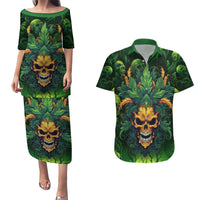 I Can't Go To Hell The Devil Still Has A Restraining Order Against Me Couples Matching Puletasi Dress and Hawaiian Shirt - Wonder Print Shop