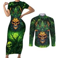 I Can't Go To Hell The Devil Still Has A Restraining Order Against Me Couples Matching Short Sleeve Bodycon Dress and Long Sleeve Button Shirts - Wonder Print Shop
