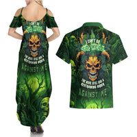 I Can't Go To Hell The Devil Still Has A Restraining Order Against Me Couples Matching Summer Maxi Dress and Hawaiian Shirt - Wonder Print Shop