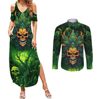 I Can't Go To Hell The Devil Still Has A Restraining Order Against Me Couples Matching Summer Maxi Dress and Long Sleeve Button Shirts - Wonder Print Shop