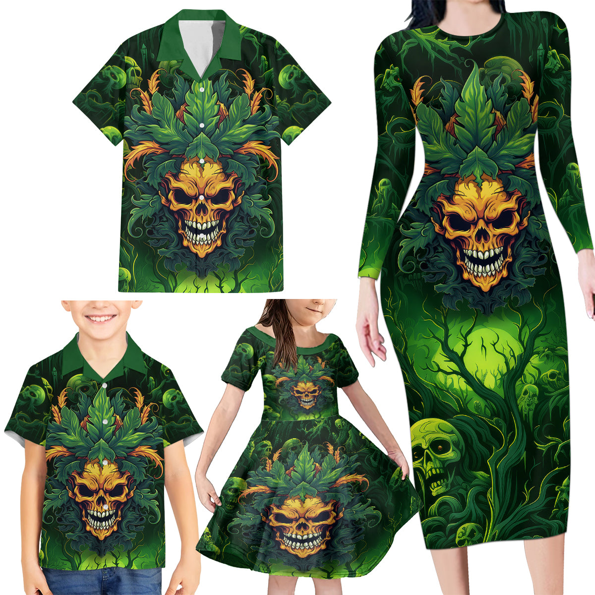 I Can't Go To Hell The Devil Still Has A Restraining Order Against Me Family Matching Long Sleeve Bodycon Dress and Hawaiian Shirt - Wonder Print Shop