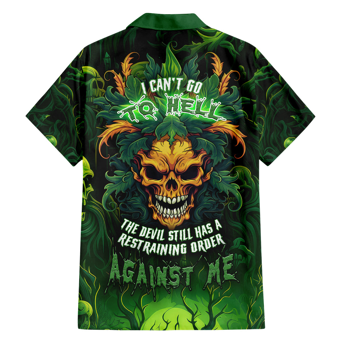 I Can't Go To Hell The Devil Still Has A Restraining Order Against Me Family Matching Off Shoulder Long Sleeve Dress and Hawaiian Shirt - Wonder Print Shop