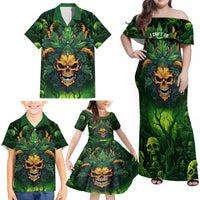 I Can't Go To Hell The Devil Still Has A Restraining Order Against Me Family Matching Off Shoulder Maxi Dress and Hawaiian Shirt - Wonder Print Shop