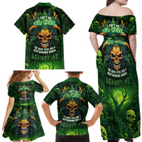 I Can't Go To Hell The Devil Still Has A Restraining Order Against Me Family Matching Off Shoulder Maxi Dress and Hawaiian Shirt - Wonder Print Shop